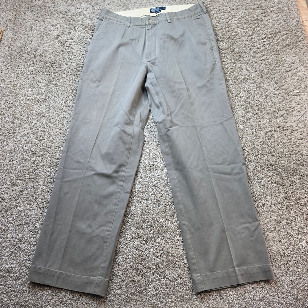 VINTAGE Polo Ralph Lauren Classic Chino Pants Mens 34x30 Khaki Cotton Straight